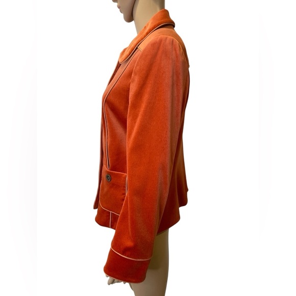 Ellen Tracy Women's burn Orange Velvet Jacket size petite 12 - Picture 2 of 6